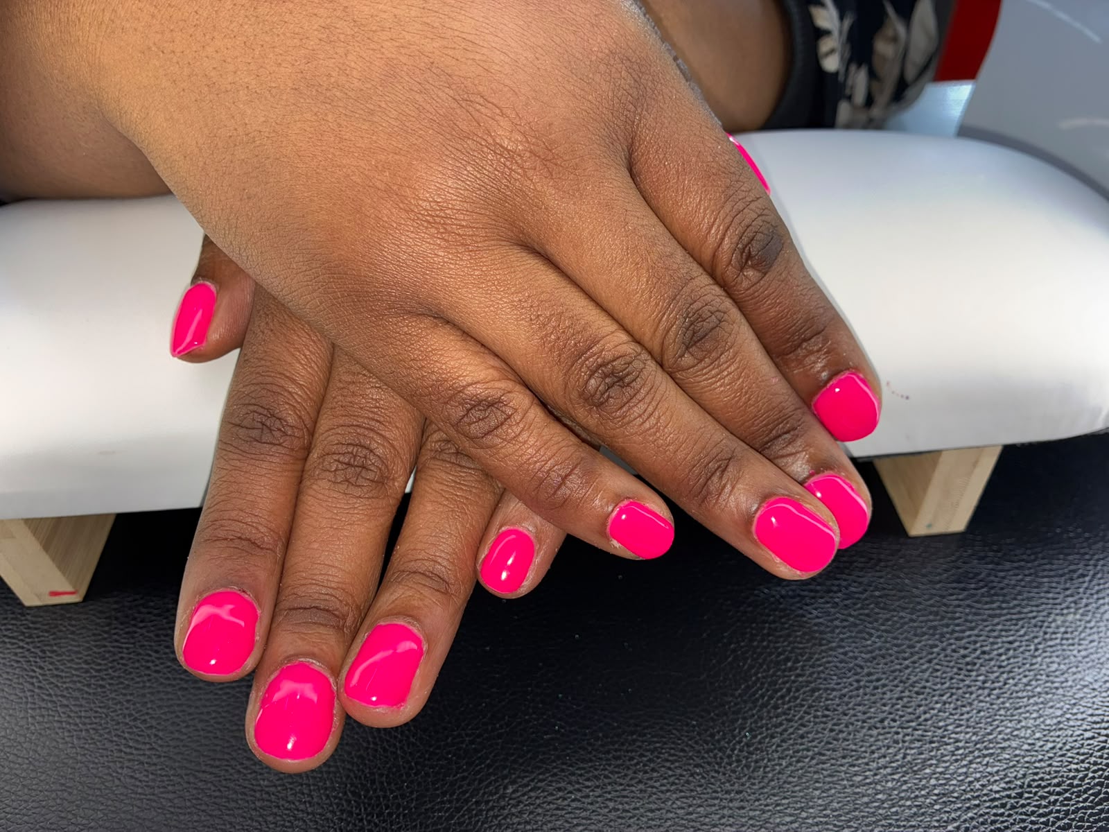 Bright pink gel nails